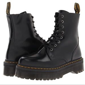 black doc martens shiny